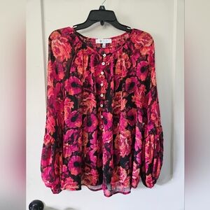 Fever - Pink and Black Floral Blouse